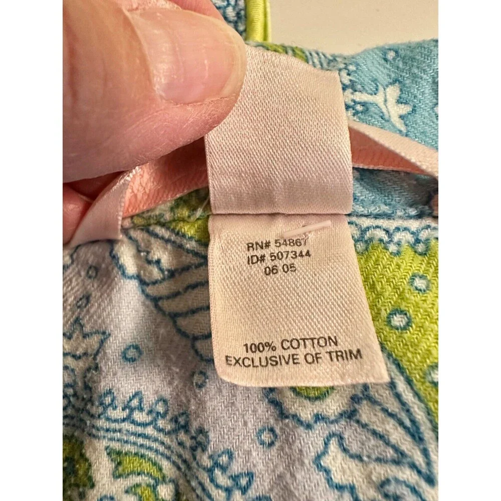 Victoria Secret Pajama Set Size Small Paisley Print Lime Green/Blue - Picture 10 of 16